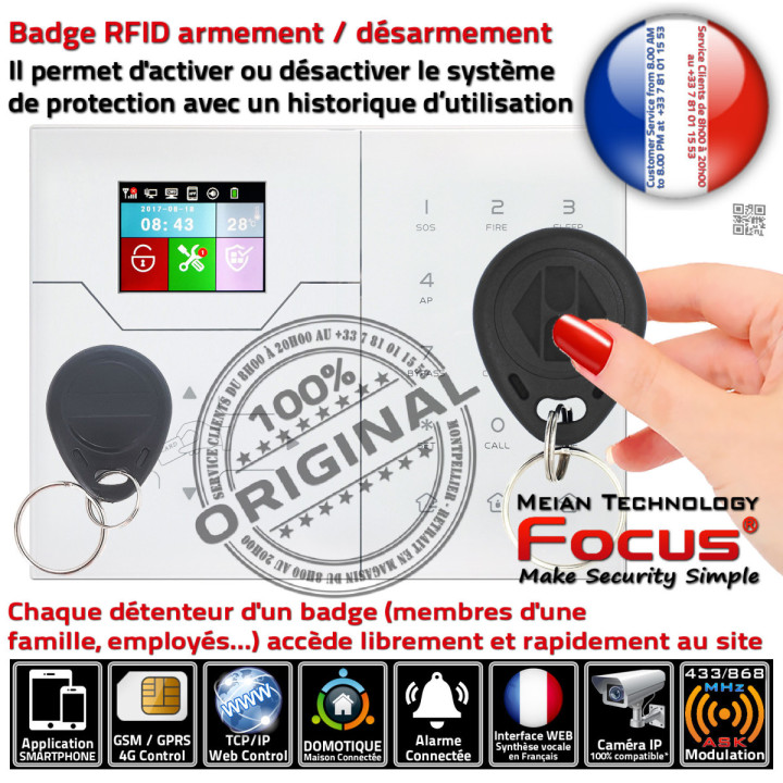 Badge alarme pour bureaux villas commerces connectes avec application mobile