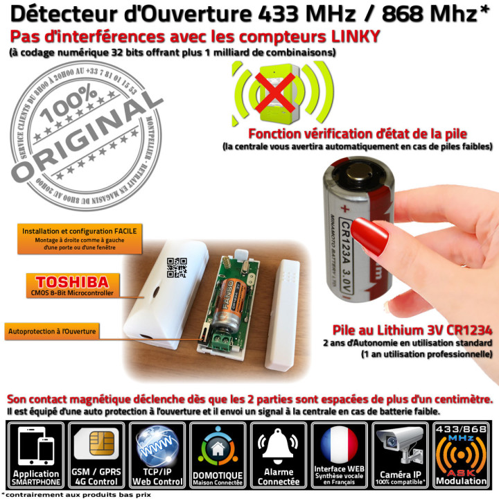 Capteur sans fil ouverture MD210R Meian adapté maisons appartements commerces