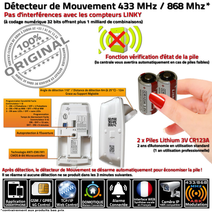Capteur volumétrique PIR DT-81R pour sécurité maison et alarme Protectoris