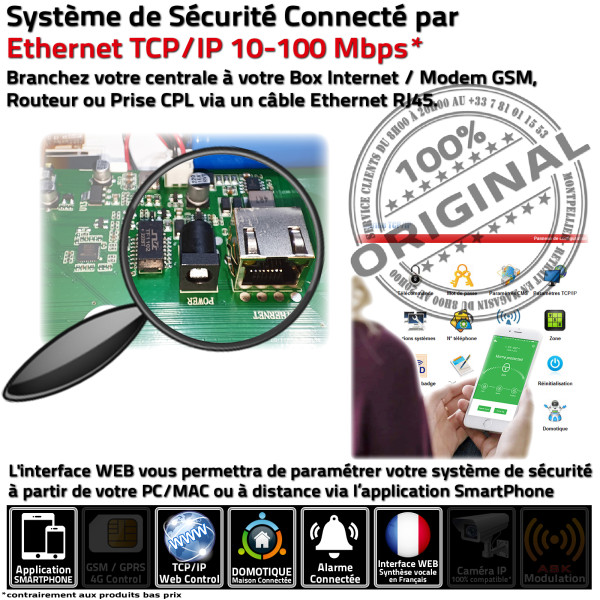 Kit alarme sans fil connectée IP + GSM pour appartement