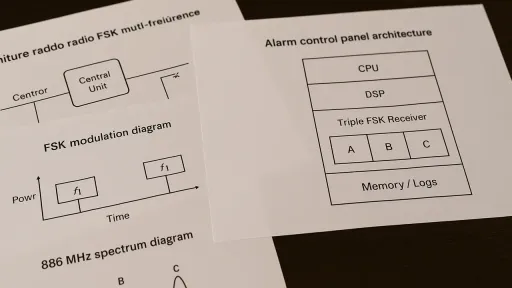 Architecture radio FSK multi-fréquence dans les centrales Meian FC-7616 et FC-7668